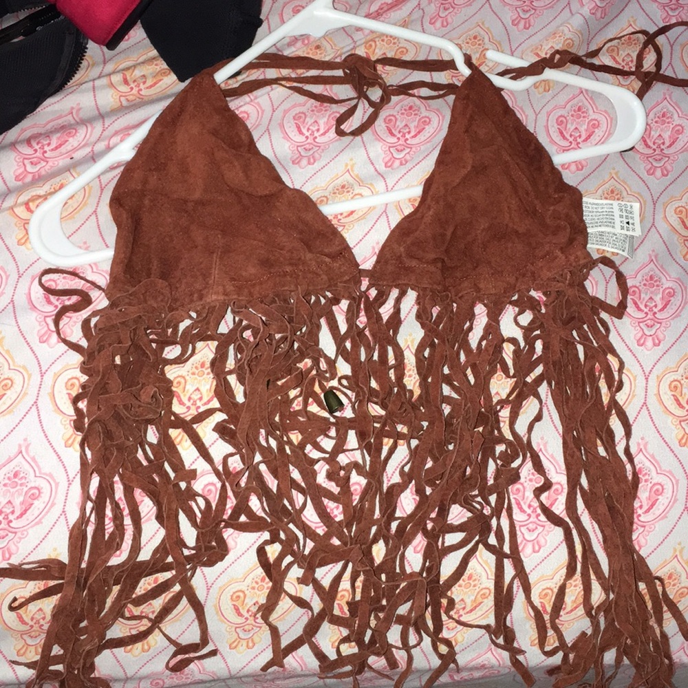 Brown fringed Bralet